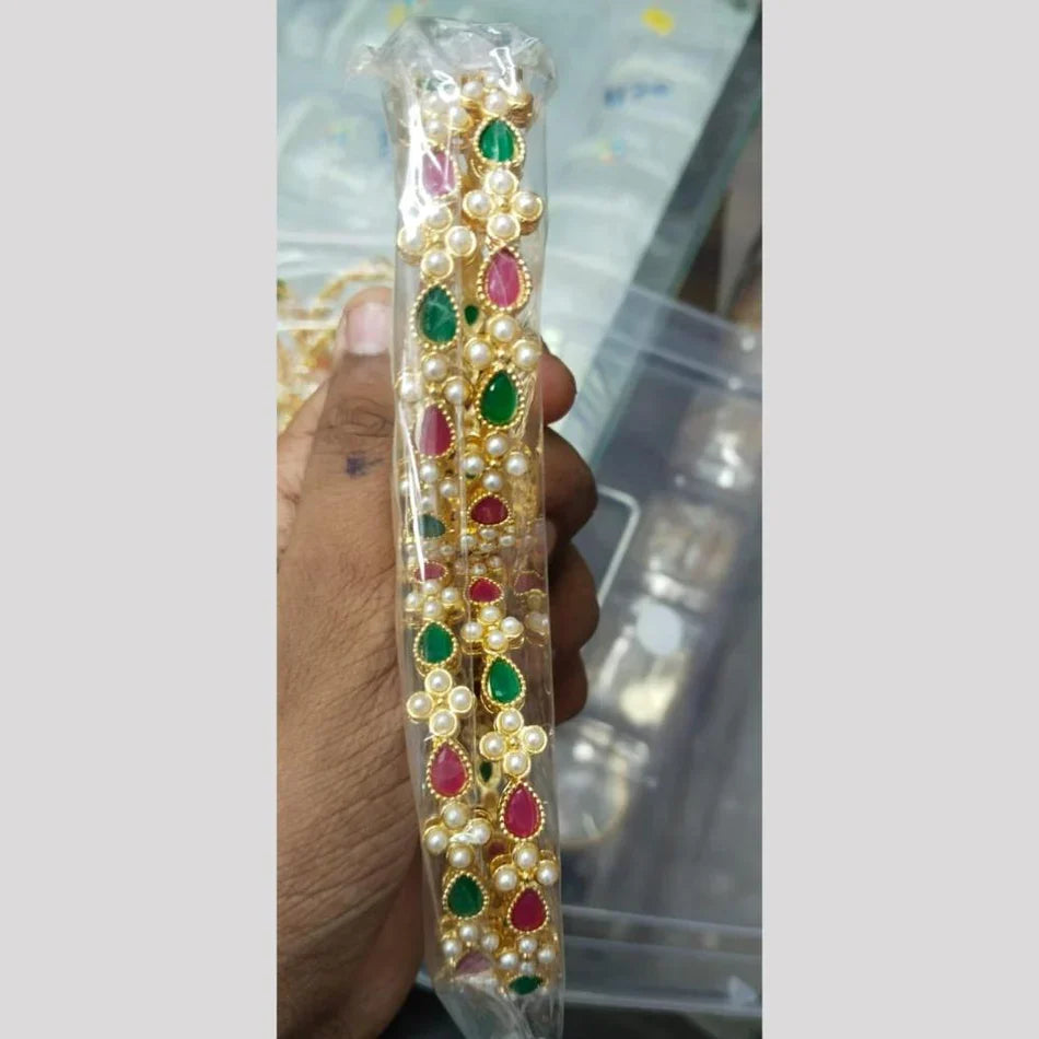 Darshana Jewels Royal Pota Stone And Pearl Designer Bangles Set