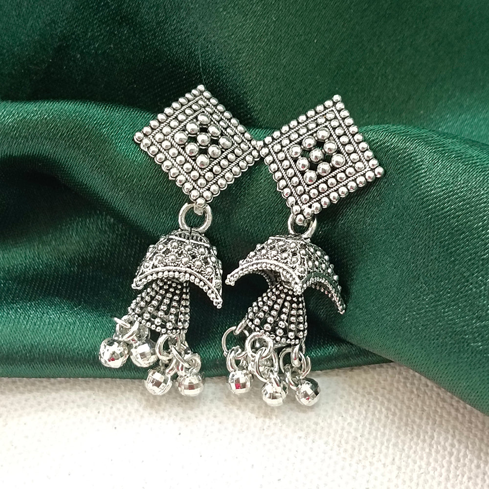 Darshana Jewels Oxidised Plated Square Jhumki Earrings