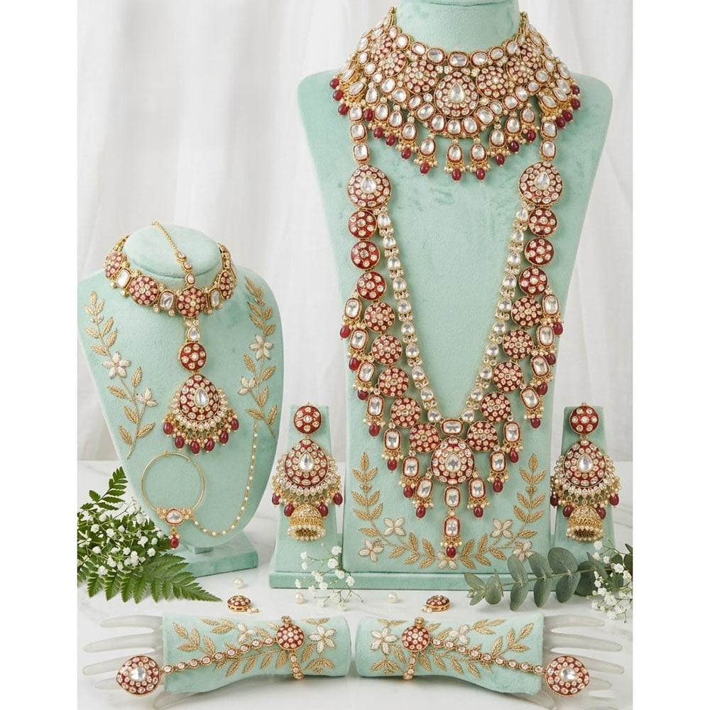 Darshana Jewels Kundan Stone Meenakari Bridal Jewellery Set