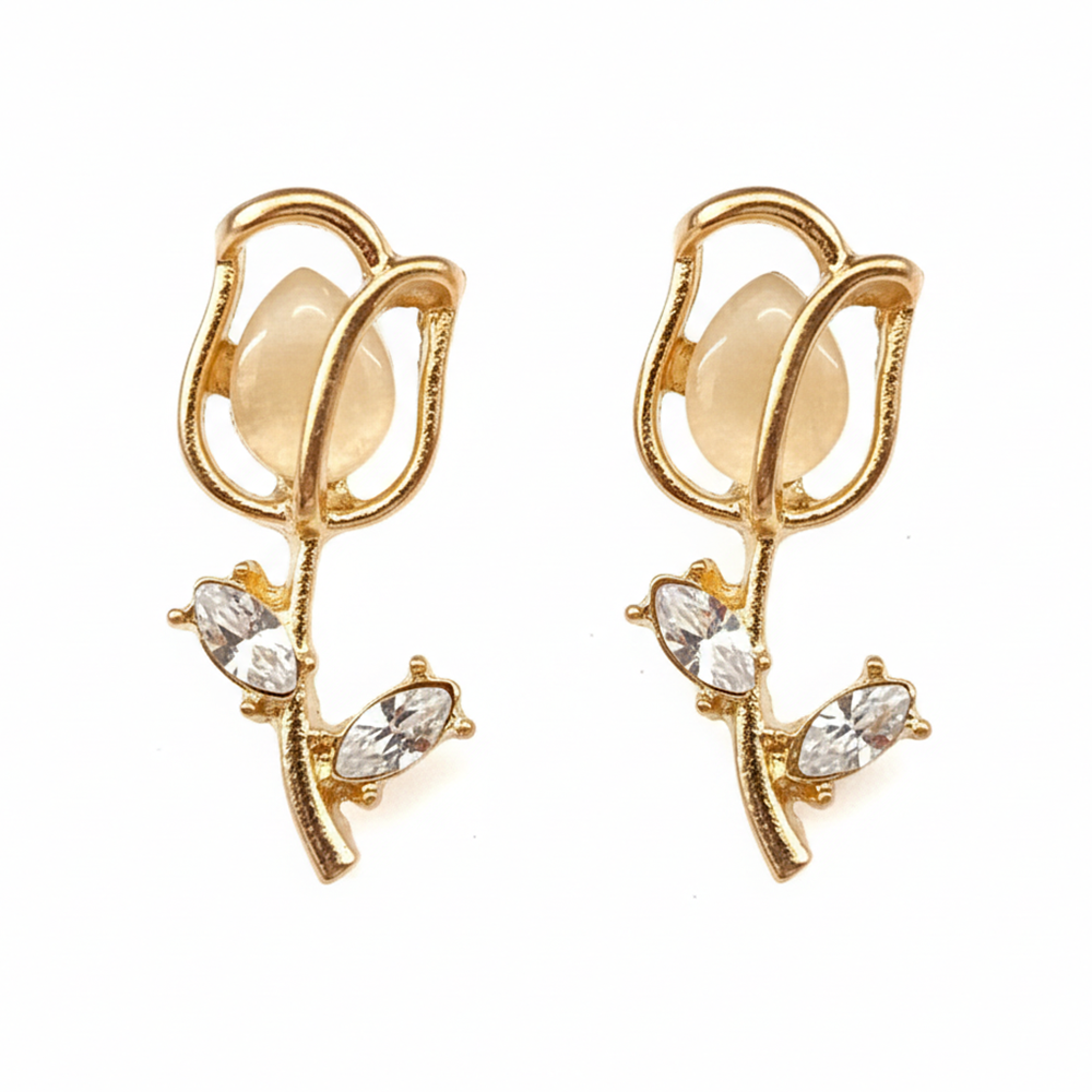 Urthn Stylish Gold Plated Tulip Earrings (Pack Of 6)