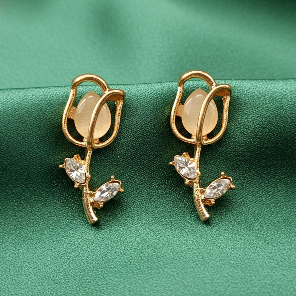 Urthn Stylish Gold Plated Tulip Earrings (Pack Of 6)