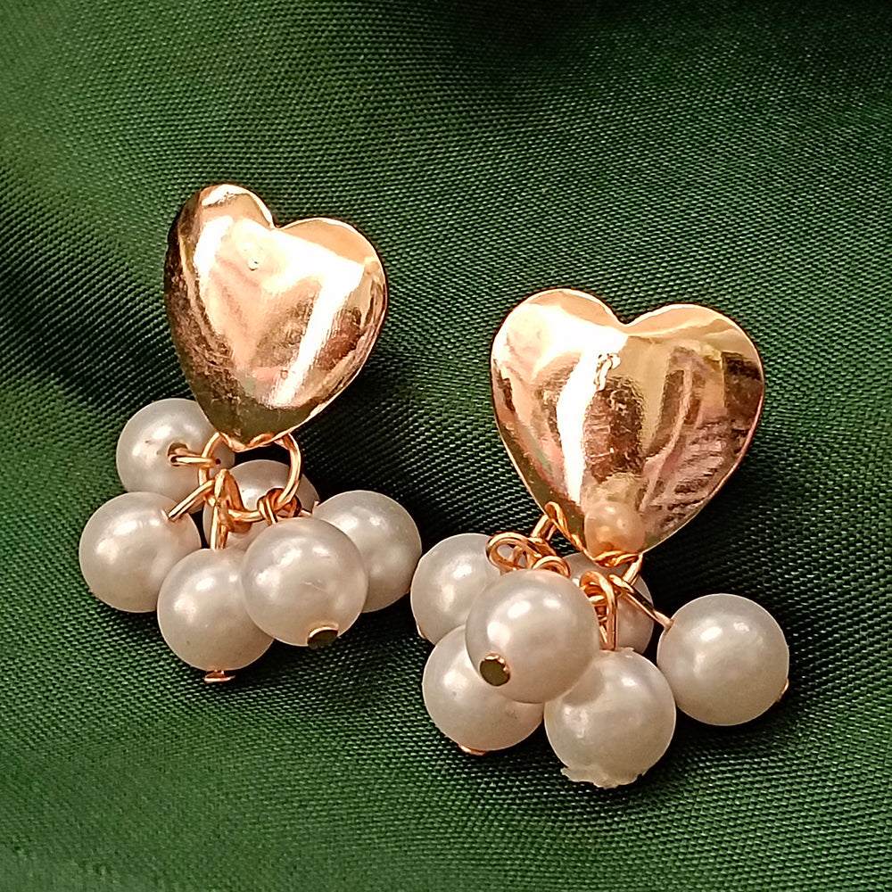 Urthn Rose Gold PlatedHeart Design Pearl Drop Earrings (Pack Of 6)