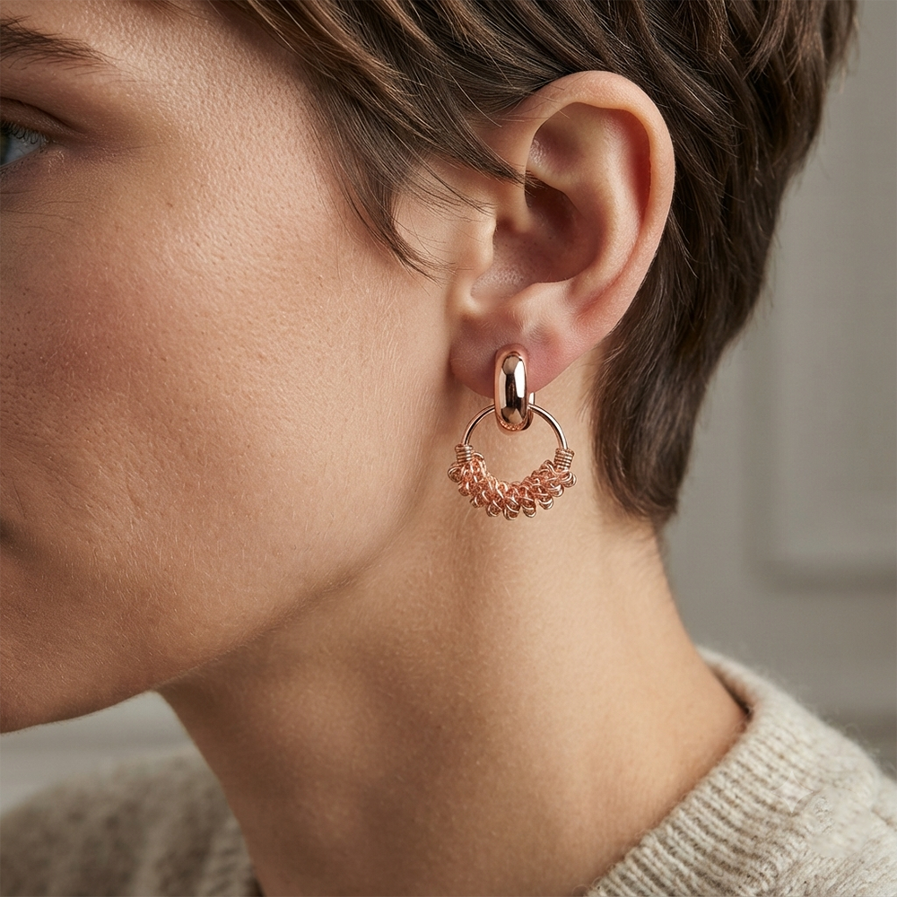 Darshana Jewels Rose Gold Plated Designer Hoop Earrings for Women (Set of 6)