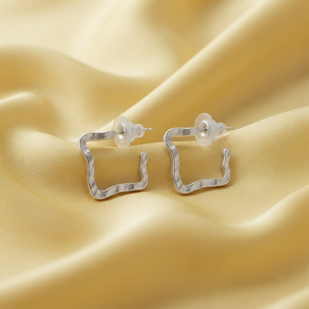 Darshana Jewels Trendy Silver Geometric Hoop Earrings for Women (Set of 6)