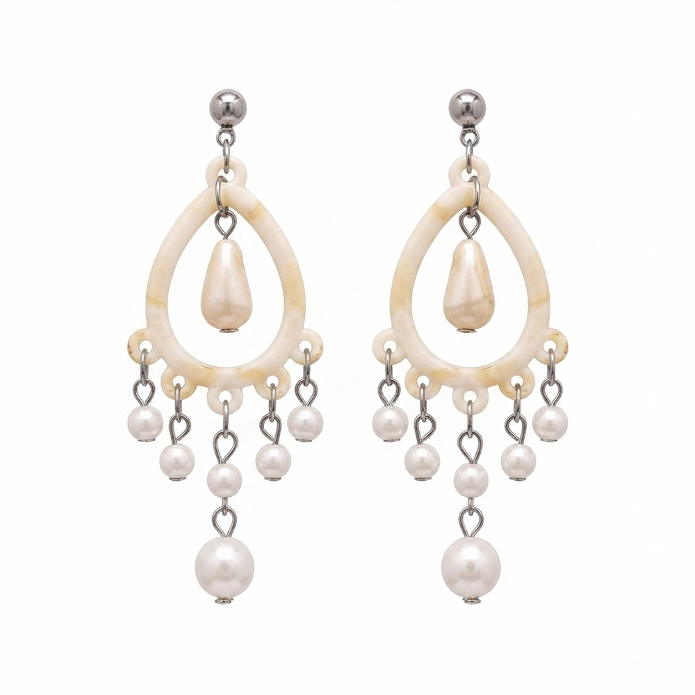 Darshana Jewels Bohemian Shell & Pearl Drop Dangler Earrings for Women (Set of 6)