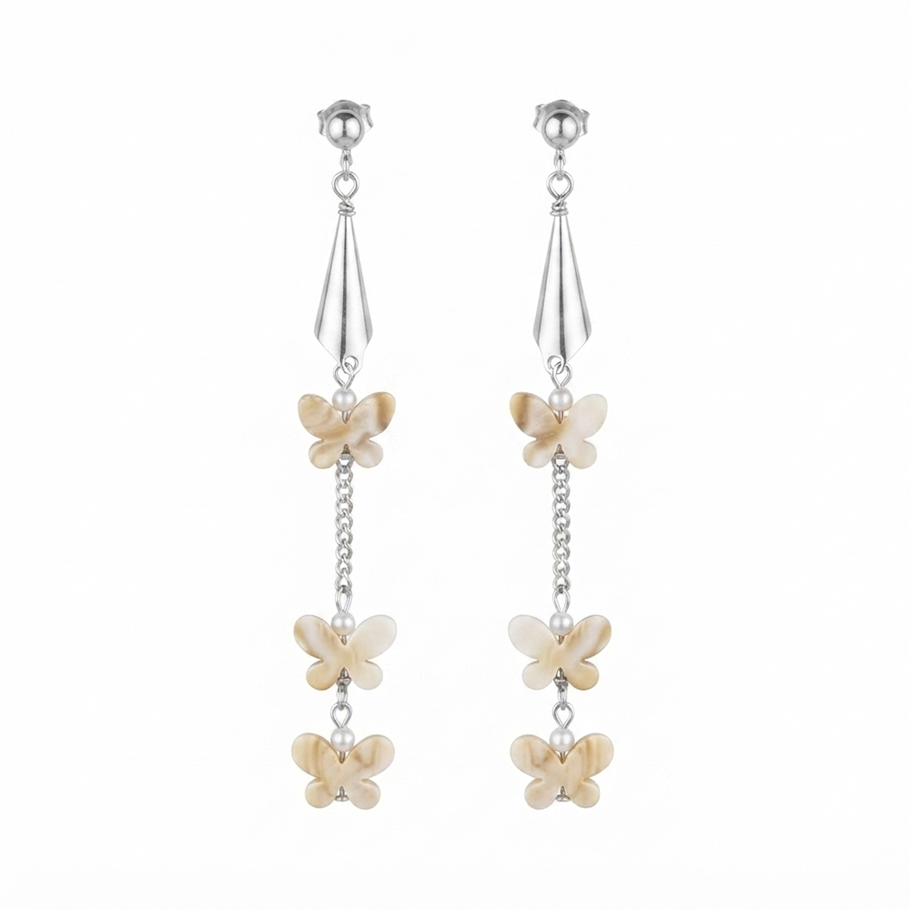 Darshana Jewels Bohemian Shell & Pearl Drop Dangler Earrings for Women (Set of 6)