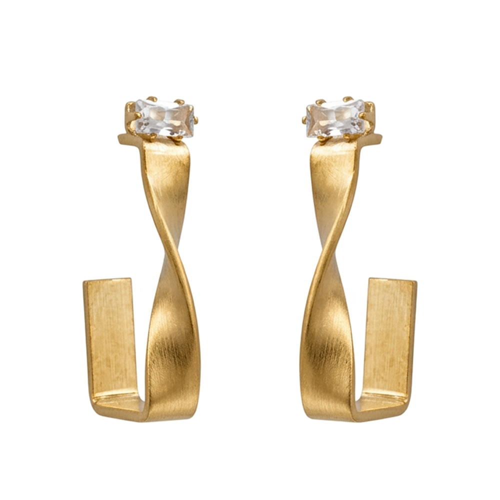 Urthn Gold Plated Austrian Stone Twisted Shape Earrings (Pack of 6)