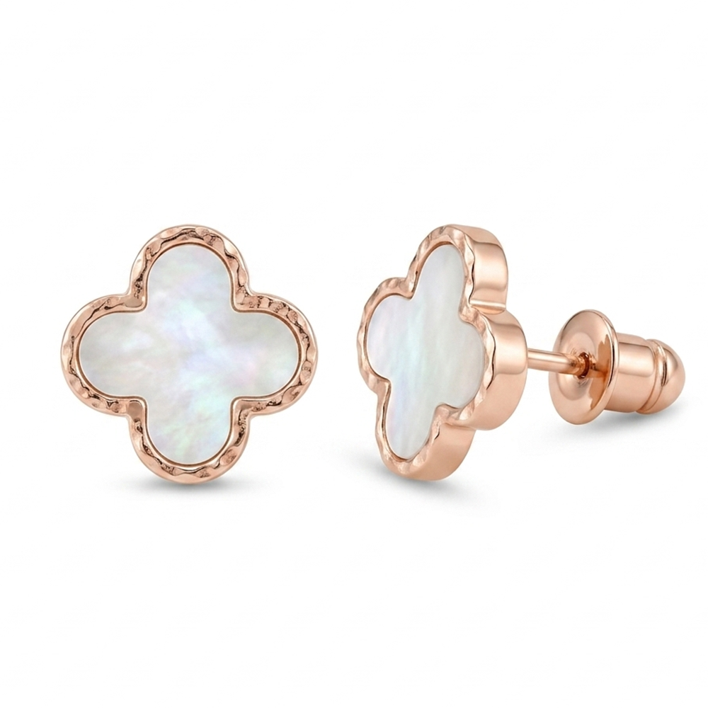 Urthn Elegant Silver-Plated Clover Stud Earrings for Women(Pack of 6)