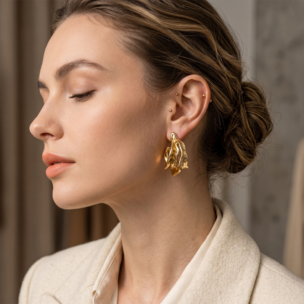 Urthn Premium Gold-Toned Stud Earrings for Women and Girls