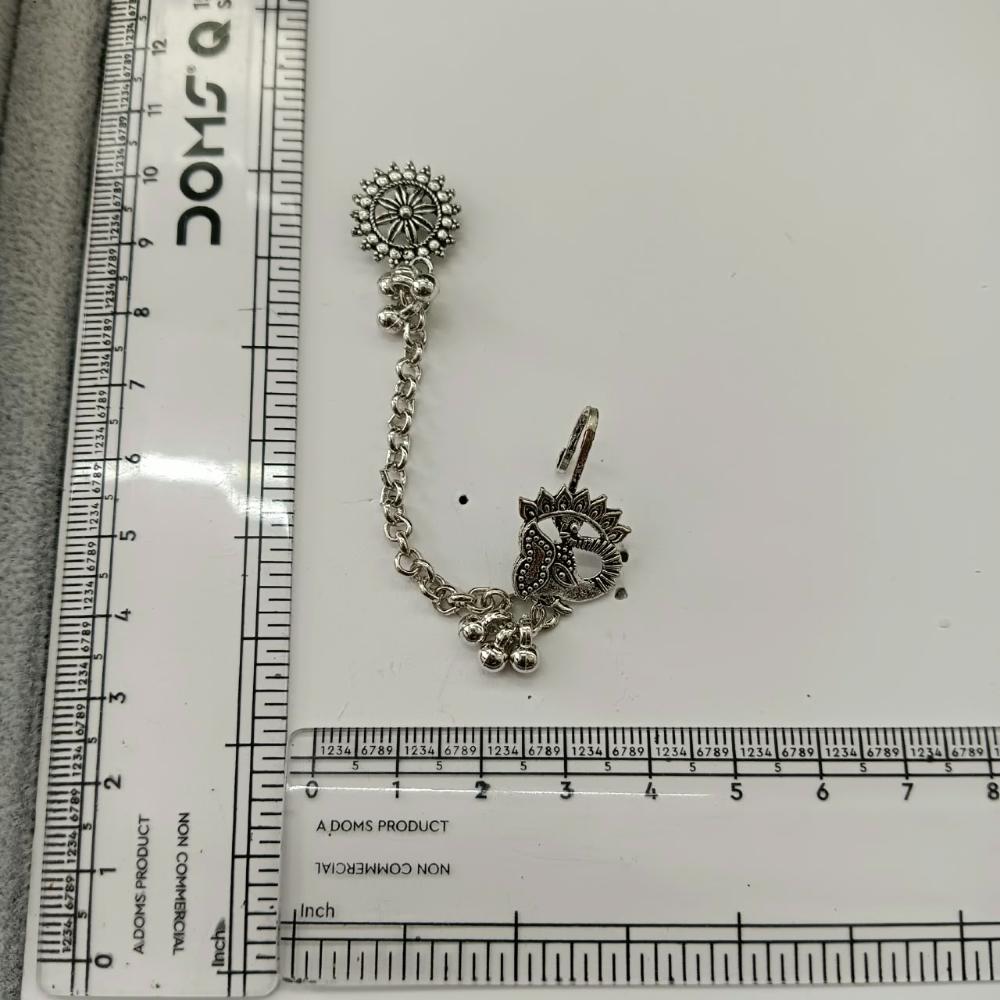 Urthn Stylish Oxidised Ear Cuffs with Peacock Motif for Women Traditional Fashion Jewellery(Pack of 12)