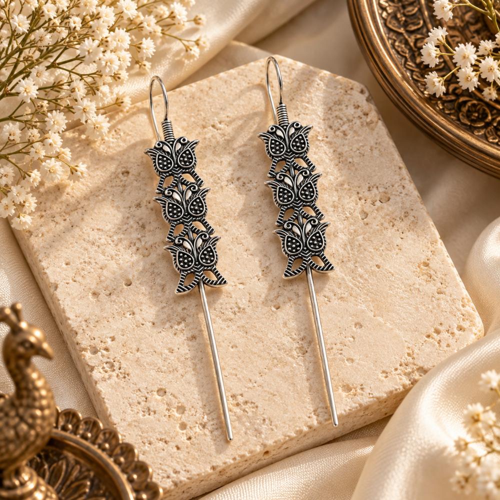 Urthn Stylish Oxidised Ear Cuffs with Butterfly Motif for Women Traditional Fashion Jewellery