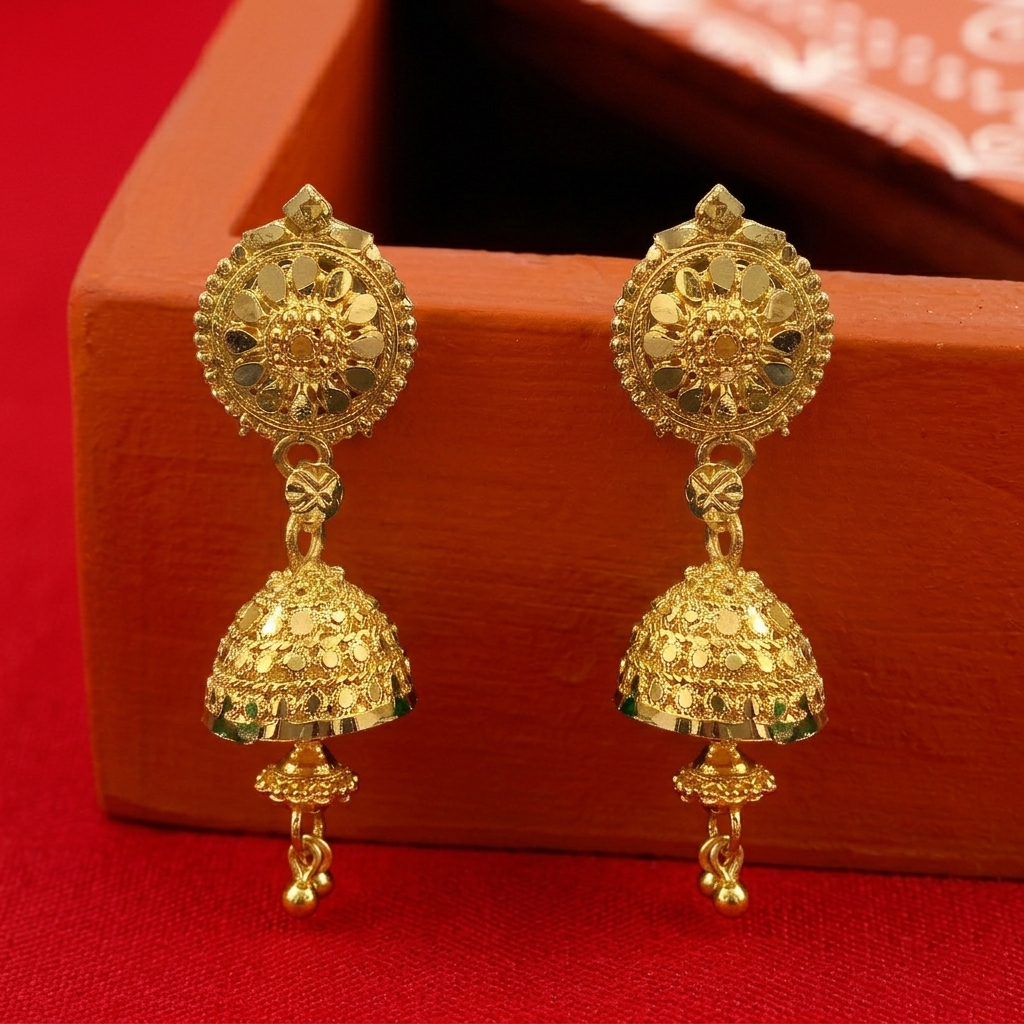 Darshana Jewels Elegant Gold Plated Floral Jhumka Drop Earrings(Pack Of 6)