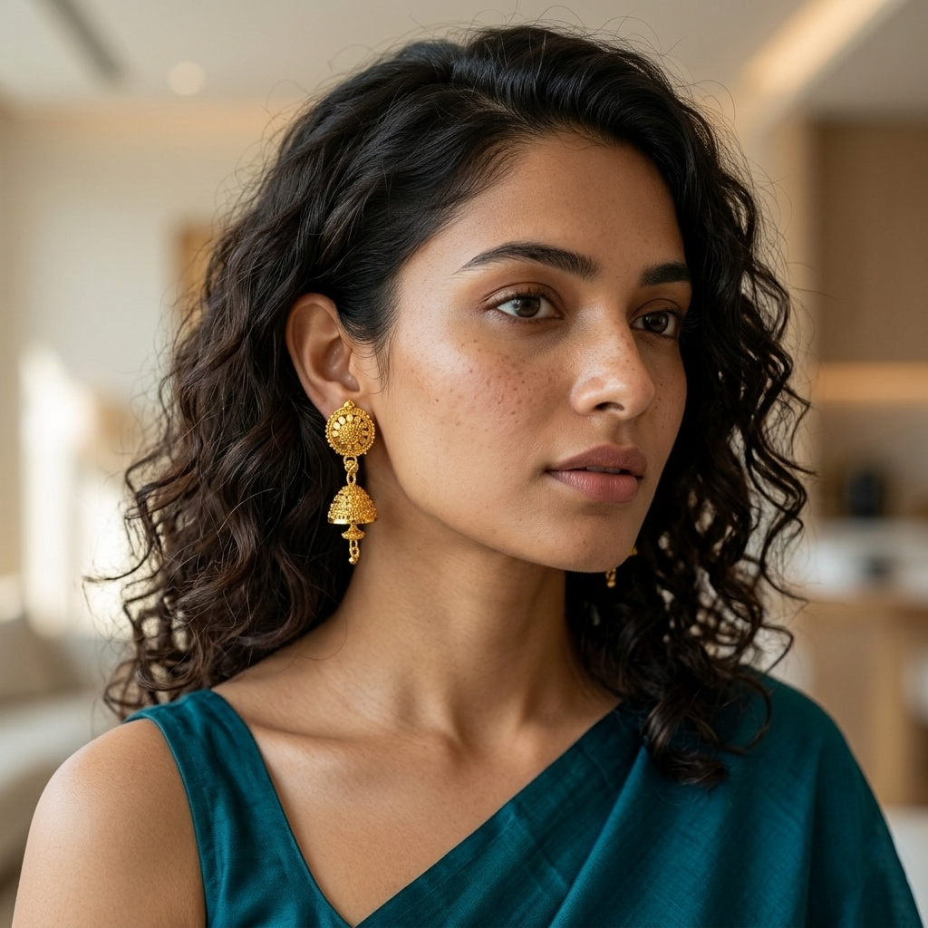 Darshana Jewels Elegant Gold Plated Floral Jhumka Drop Earrings(Pack Of 6)