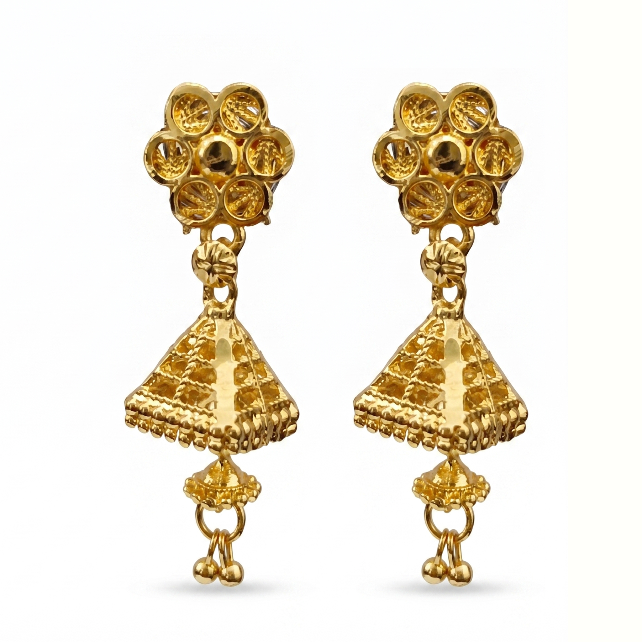 Darshana Jewels Elegant Gold Plated Floral Jhumka Drop Earrings(Pack Of 6)