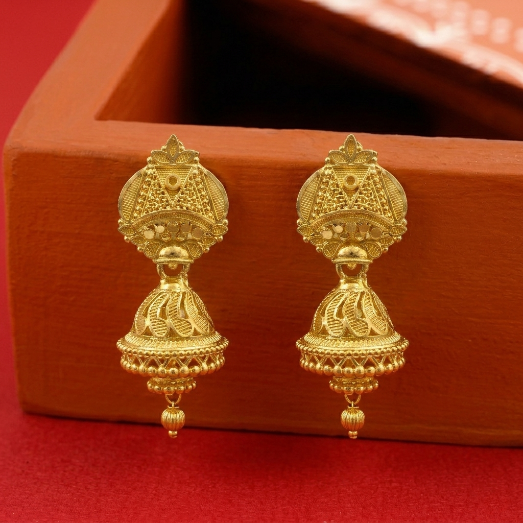 Darshana Jewels Elegant Gold Plated Floral Jhumka Drop Earrings(Pack Of 6)