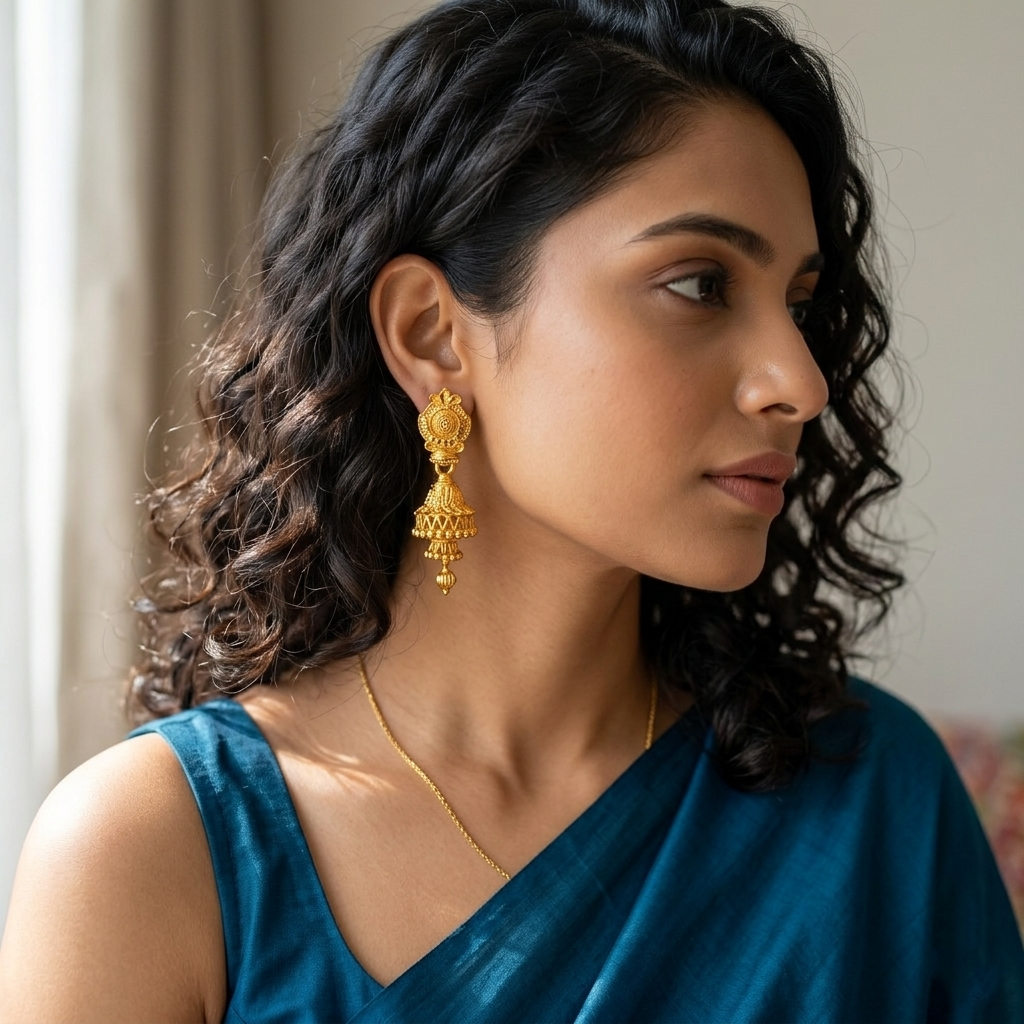 Darshana Jewels Elegant Gold Plated Floral Jhumka Drop Earrings(Pack Of 6)