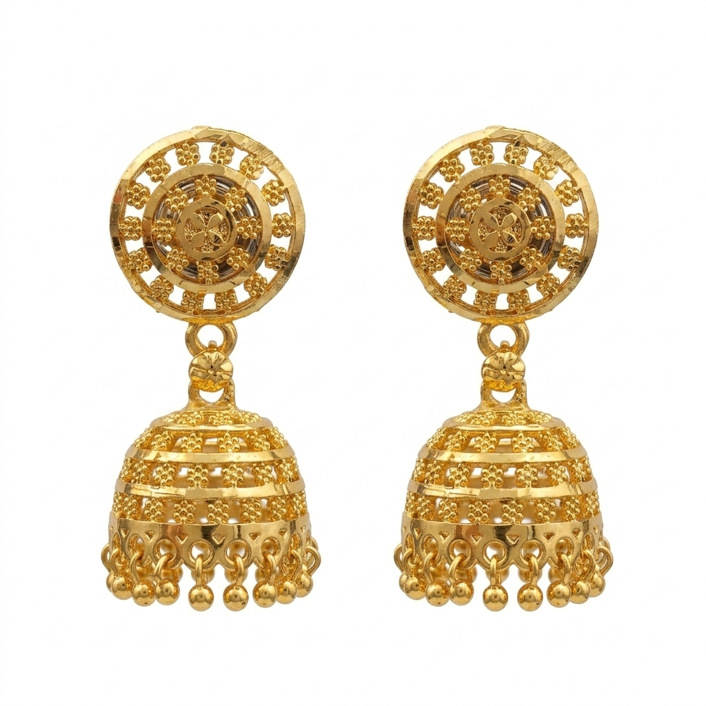 Darshana Jewels Elegant Gold Plated Floral Jhumka Drop Earrings(Pack Of 6)
