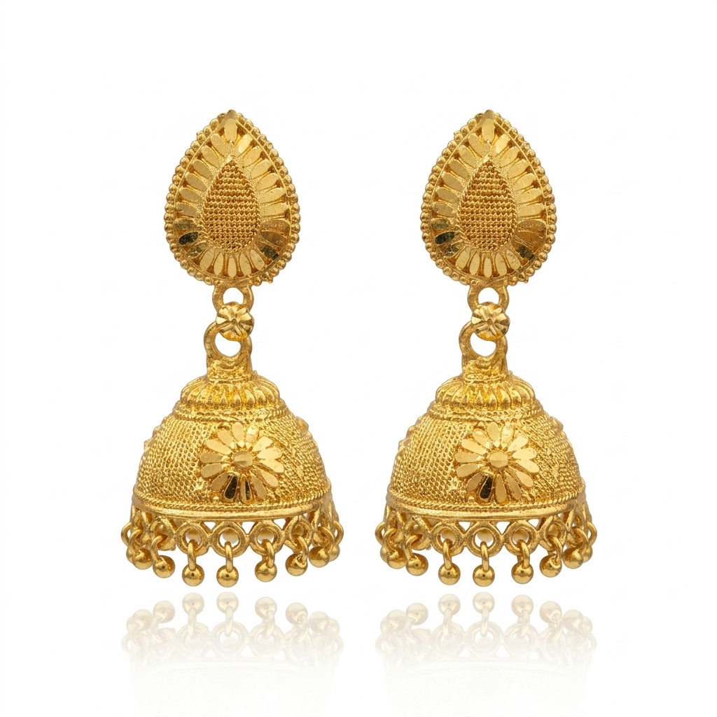 Darshana Jewels Elegant Gold Plated Floral Jhumka Drop Earrings(Pack Of 6)