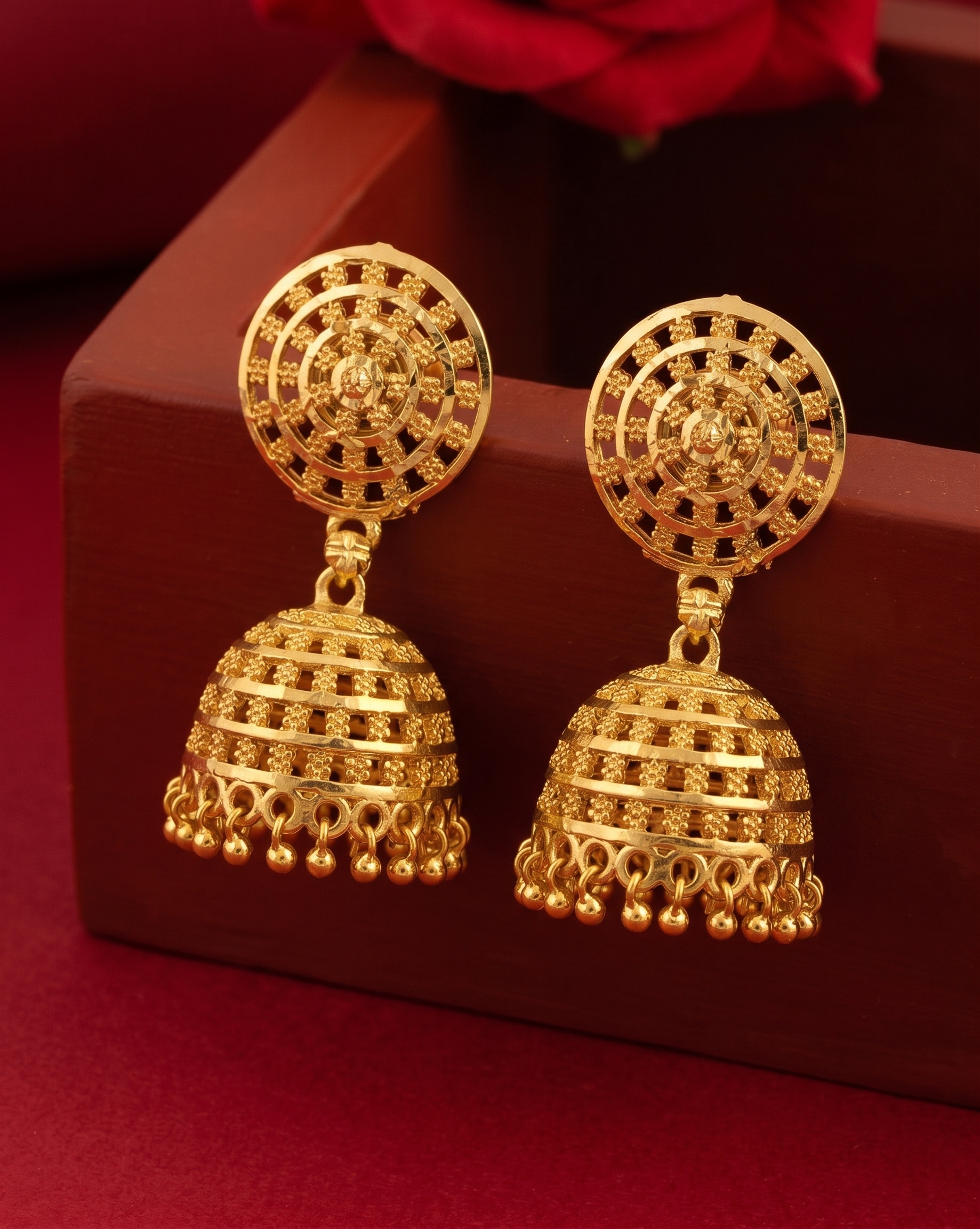 Darshana Jewels Elegant Gold Plated Floral Jhumka Drop Earrings(Pack Of 6)