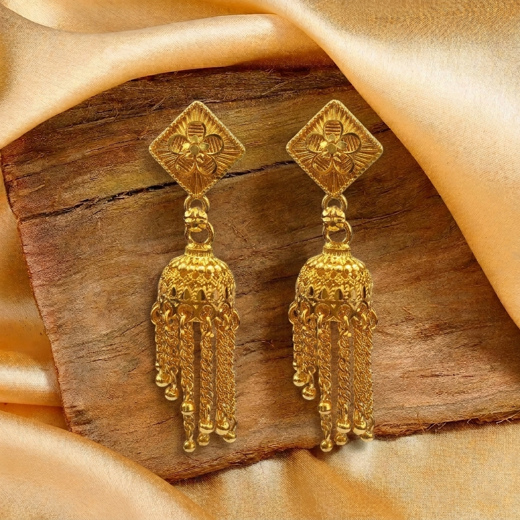 Darshana Jewels Elegant Gold Plated Floral Jhumka Drop Earrings(Pack Of 6)