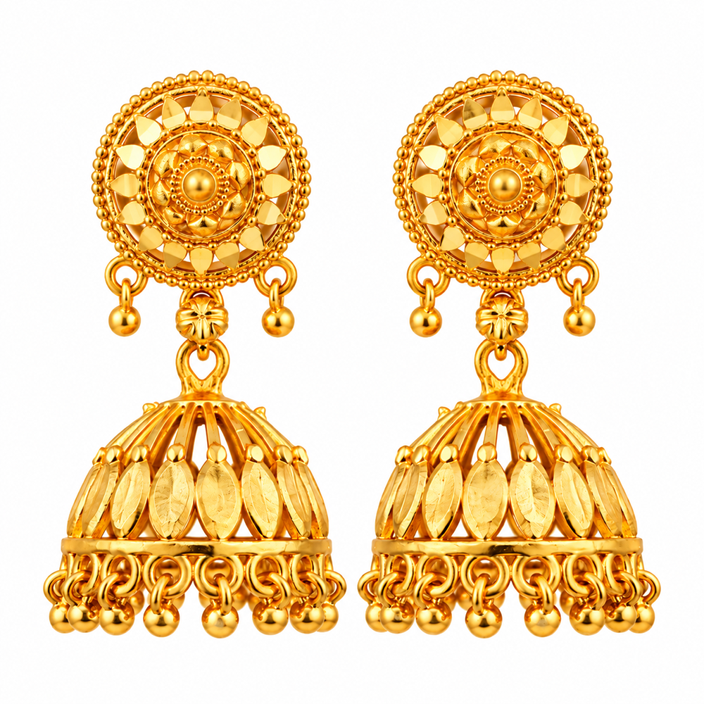 Urthn Traditional Gold Plated Jhumki Earrings | Designer Indian Earrings for Women & Girls( Pack of 6)