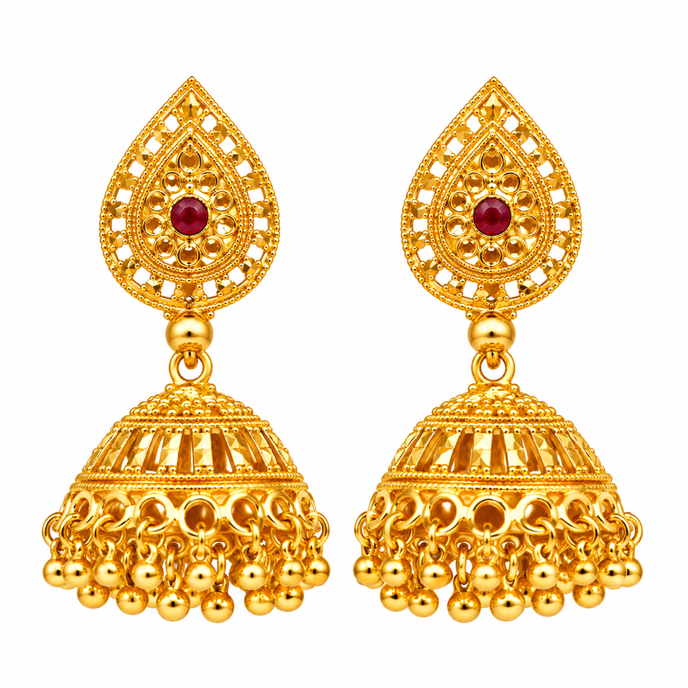 Urthn Stylish Gold Plated Jhumka Earrings | Traditional Fashion Jewellery for Festive & Party Wear( Pack of 6)