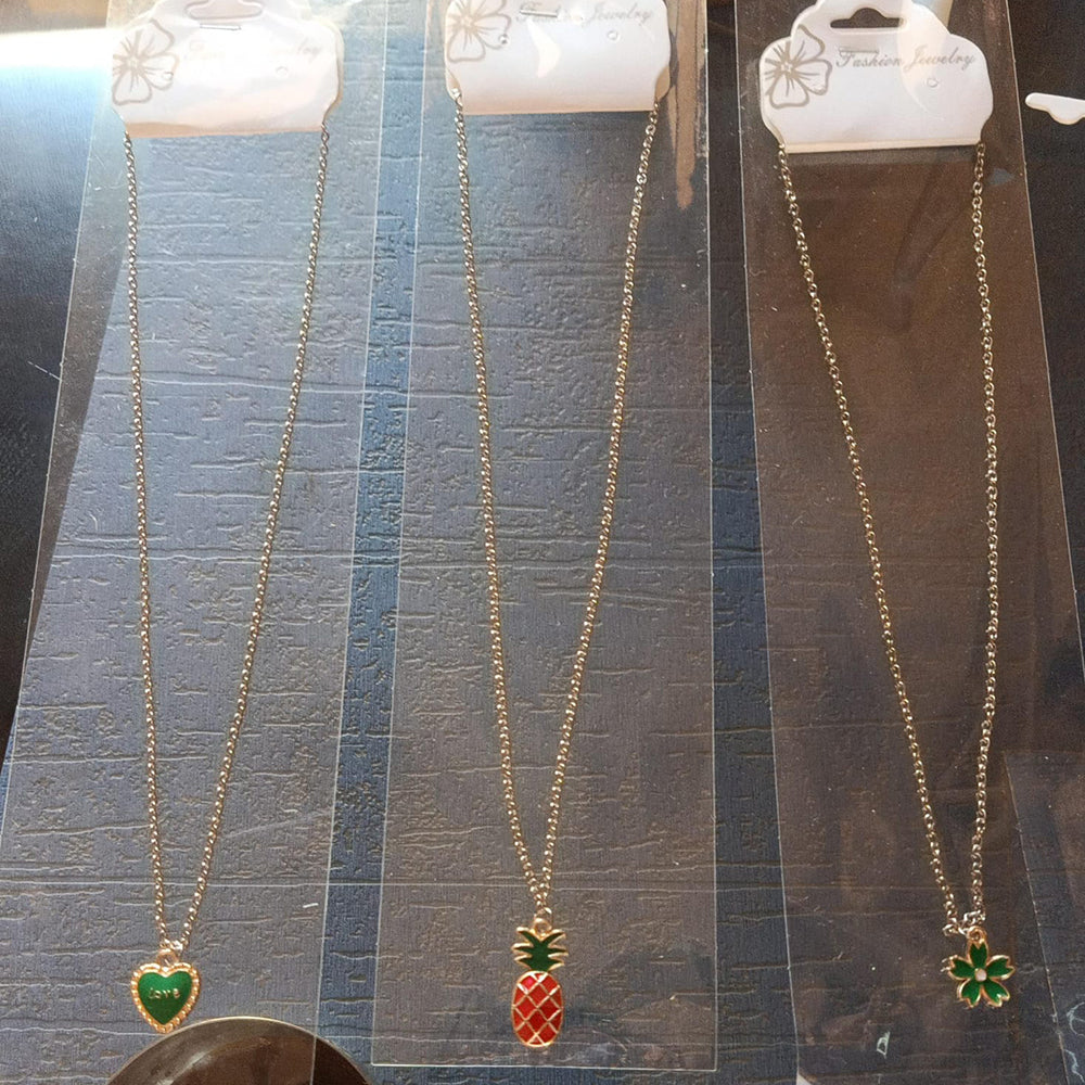 Arya Gold Plated Meenakari Chain Pendant Set (Assorted Design)