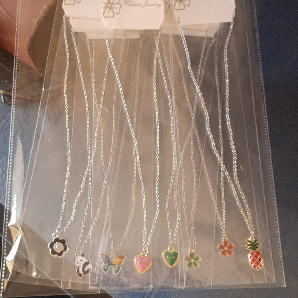 Arya silver Plated Meenakari Chain Pendant Set.