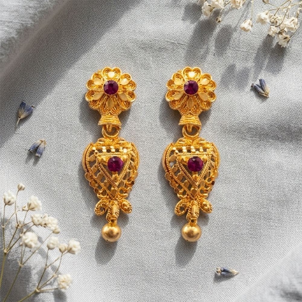 Darshana Jewels Gold Plated Traditional Small Dangler Earrings