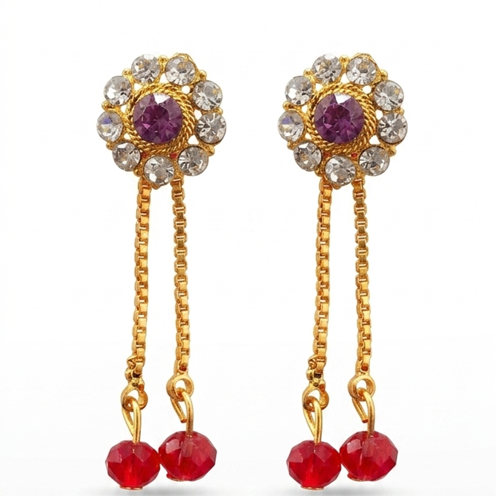 Darshana Jewels Gold Plated Traditional Dangler Tassel Earrings (Pack of 6)