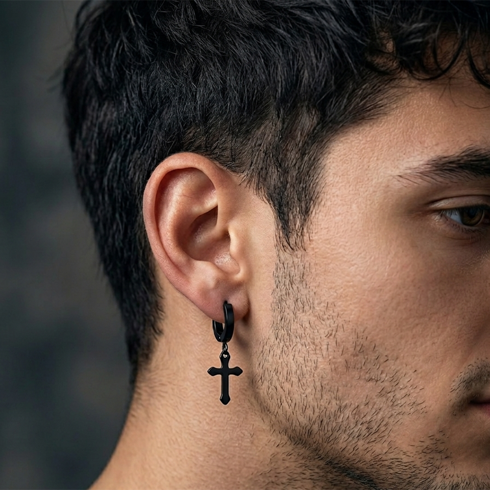 Urthn Black Plated Stud Mens Bali (1 PC)(Pack of 12)
