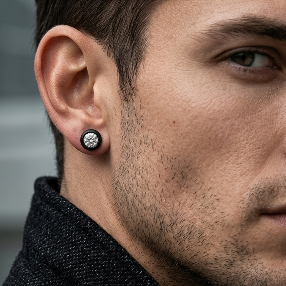 Urthn Silver Plated Stud Mens Earrings (1 PC)(Pack of 12)