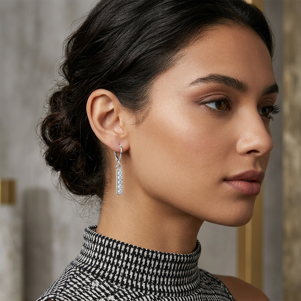 Urthn Silver Plated Austrian Stone Hoop Earrings for Women