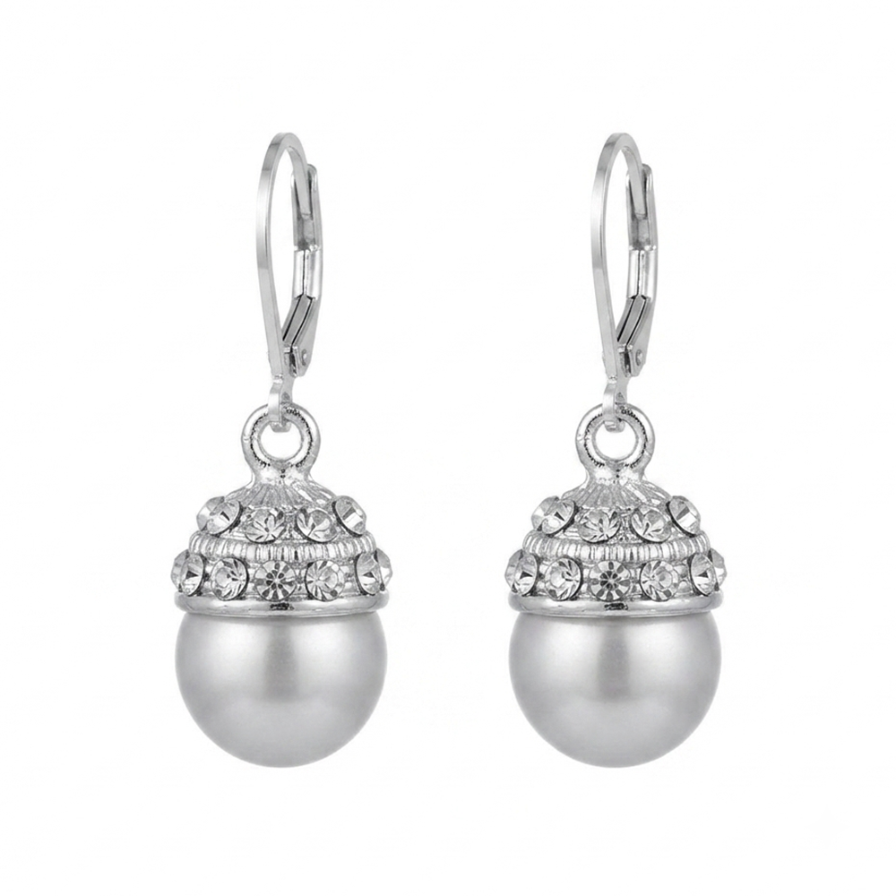 Urthn Silver Plated Austrian Stone Hoop Earrings with Pearl for Women(Pack Of 6)