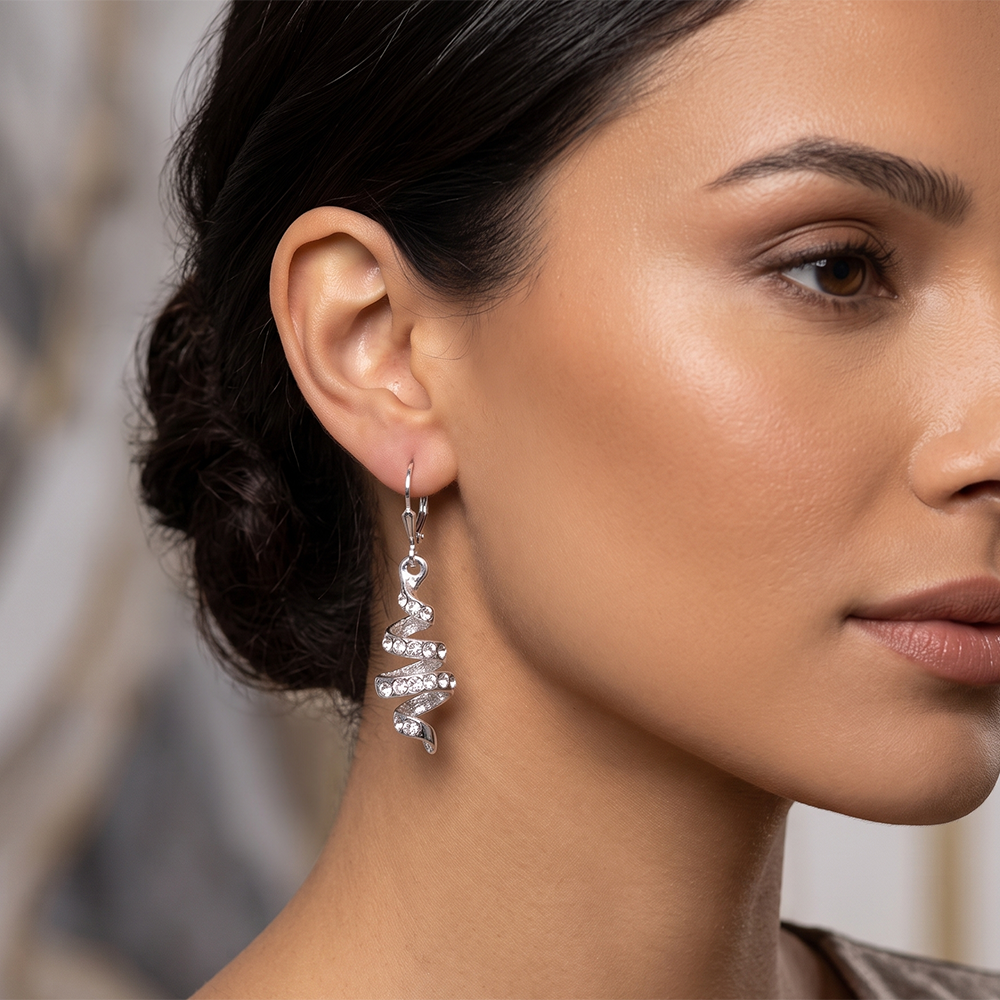 Urthn Silver Plated Austrian Stone S-Curved Shape Hoop Earrings for Women(Pack Of 6)