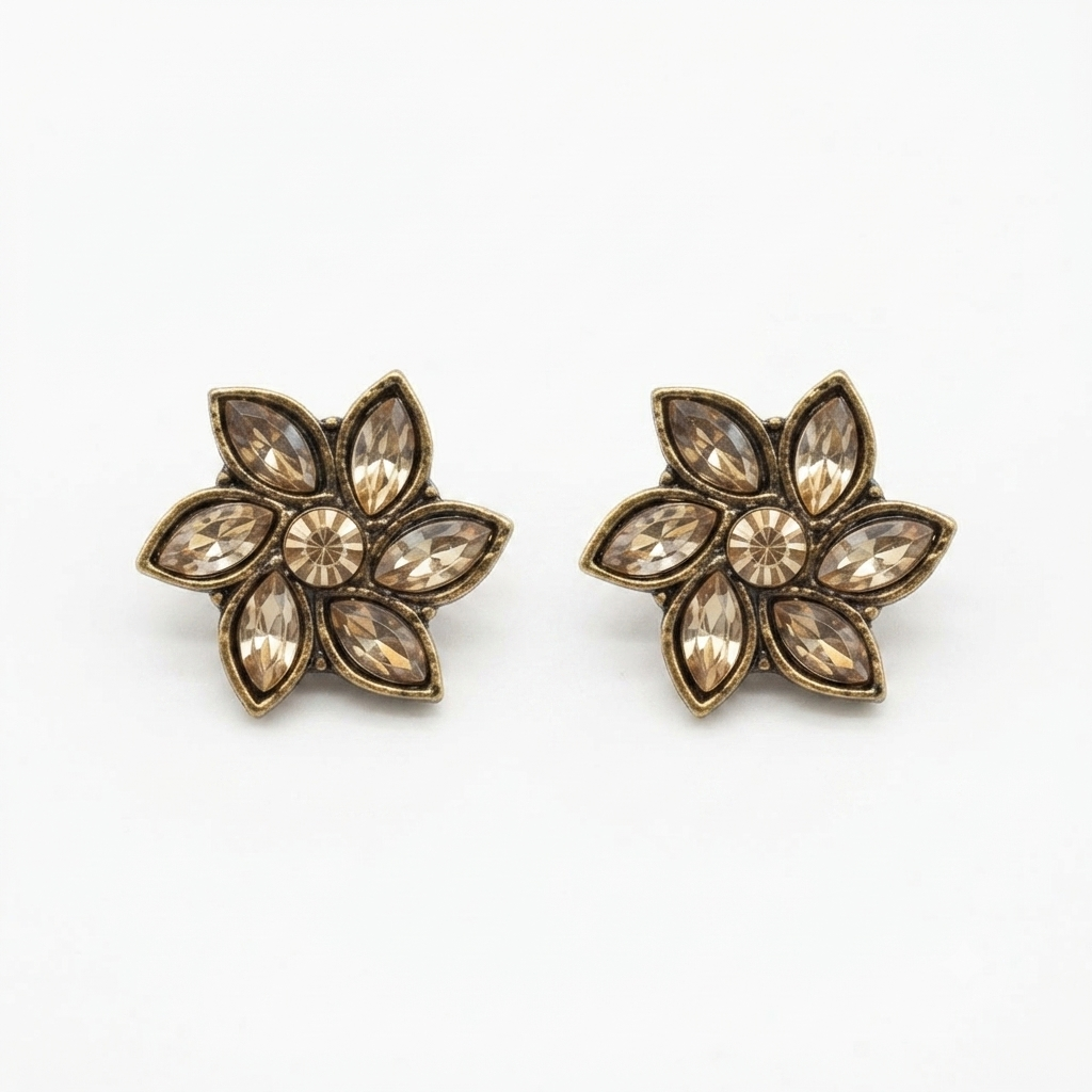 Urthn Antique Gold Plated Crystal Stud Earrings (Pack of 6 )