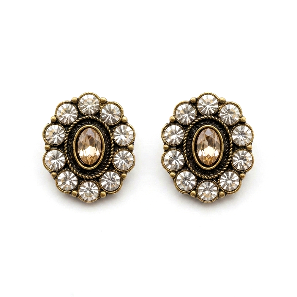 Urthn Antique Gold Plated Crystal Stud Earrings (Pack of 6 )