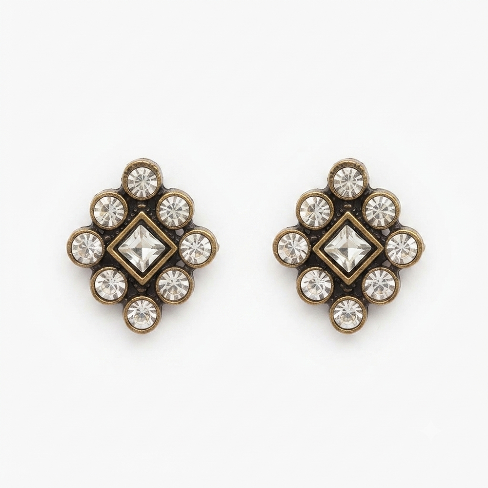 Urthn Antique Gold Plated Crystal Stud Earrings (Pack of 6 )