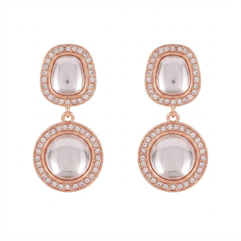 Urthn Rose Gold Plated Kundan And Austrian Stone Dangler Earrings(Pack of 6 )