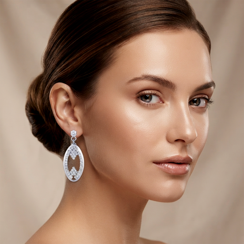 Urthn Silver Plated Austrian Stone Dangler Earrings(Pack of 6 )