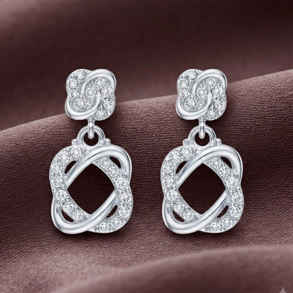 Urthn Silver Plated Austrian Stone Dangler Earrings