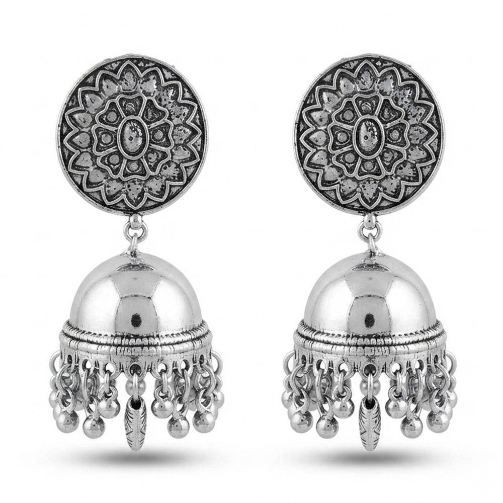 Urthn traditional oxidized silver jhumka earrings for Girls & Women(Pack of 3)
