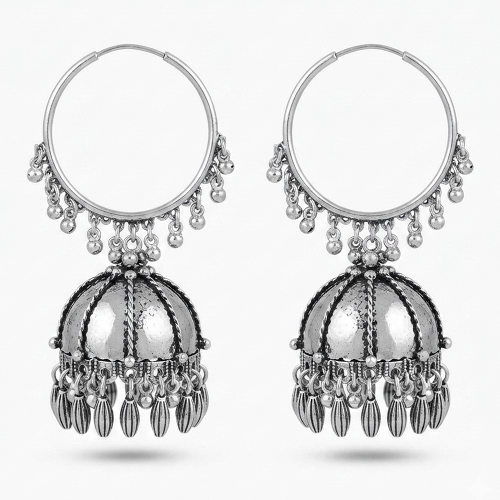 Urthn Oxidised Hoop Jhumka Earrings for Girls & Women(Pack of 3)