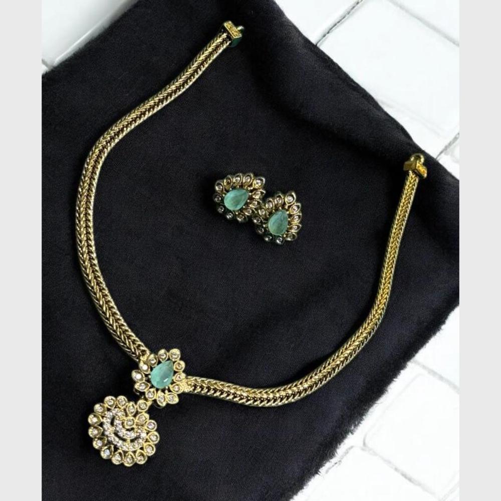Sona Covering Elegant Gold Plated Austrian Stone And Crystal Stone Necklace Set