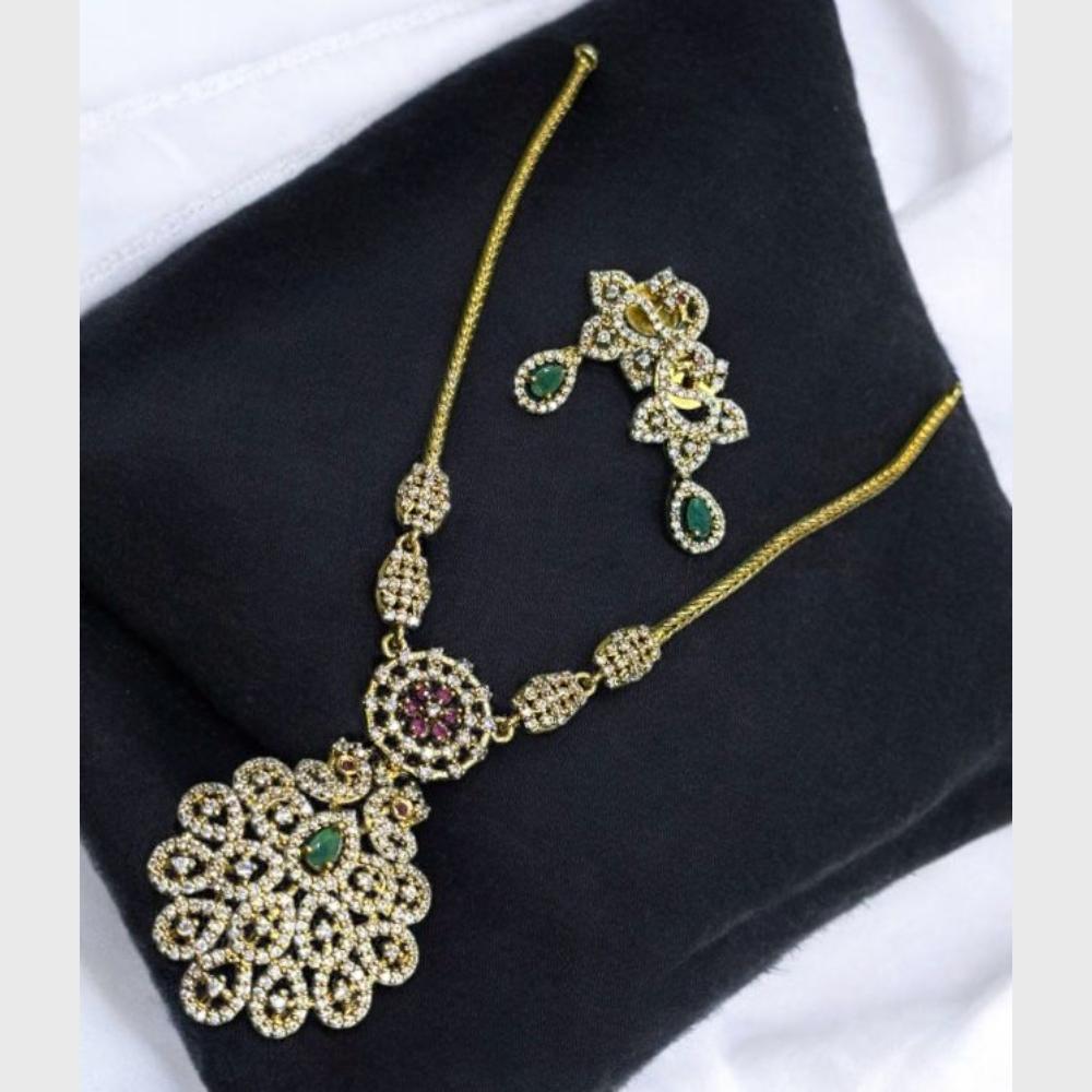 Sona Covering Elegant Gold Plated Austrian Stone And Crystal Stone Necklace Set