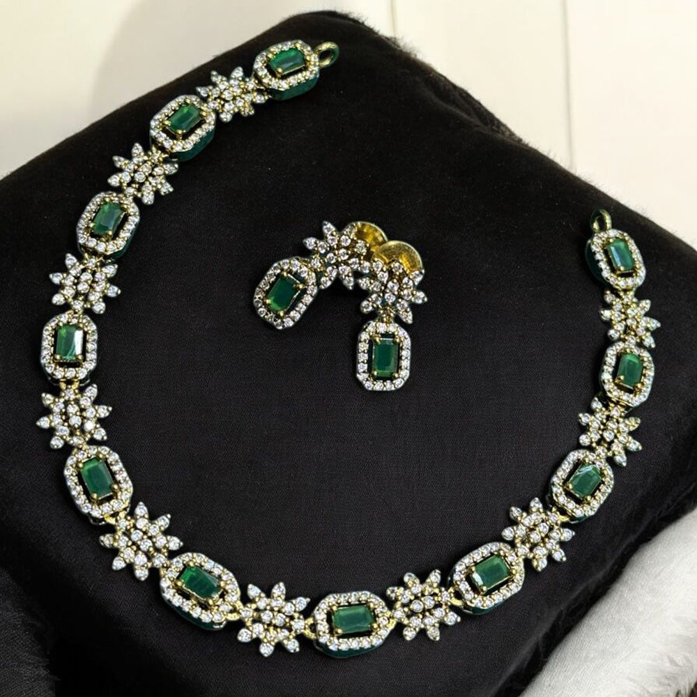 Sona Covering Charming Gold Plated Austrian Stone And Crystal Stone Necklace Set