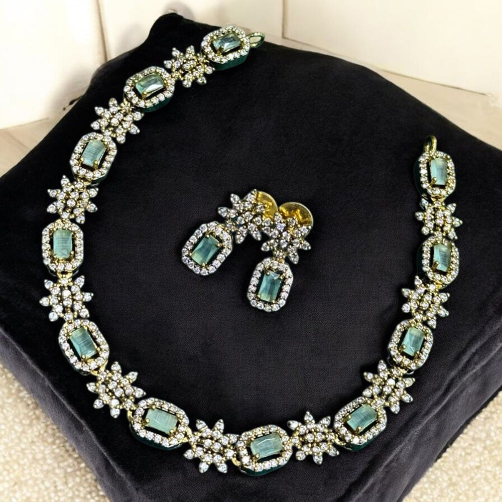 Sona Covering Charming Gold Plated Austrian Stone And Crystal Stone Necklace Set