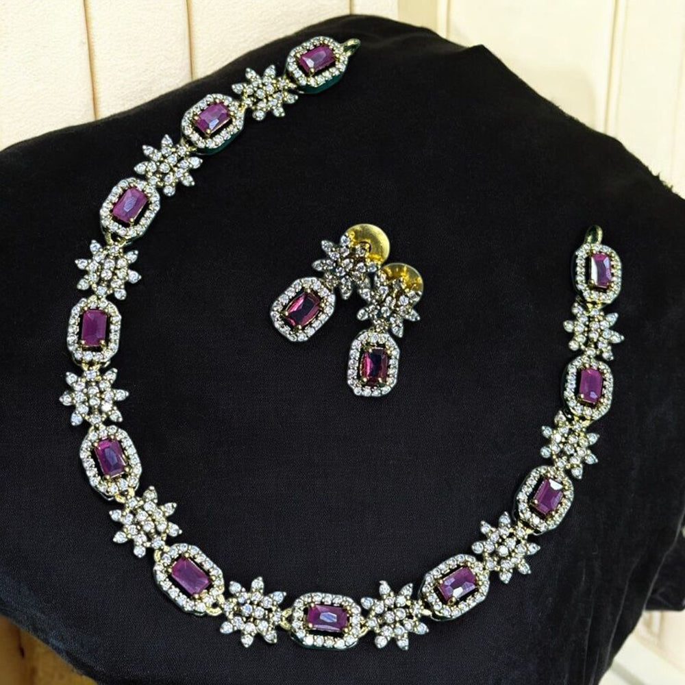 Sona Covering Charming Gold Plated Austrian Stone And Crystal Stone Necklace Set