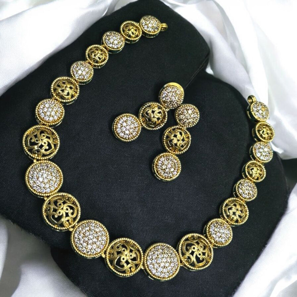 Sona Covering Charming Gold Plated Austrian Stone Necklace Set