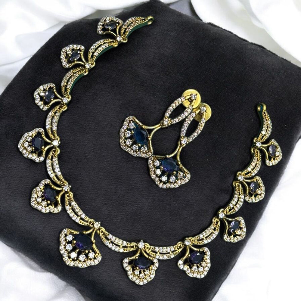 Sona Covering Charming Gold Plated Austrian Stone Necklace Set